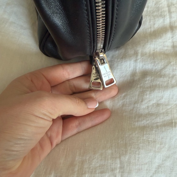 Prada Black Bauletto Saffiano Leather Bag with Soft Pink Calf Leather Interior - Picture 3 of 7